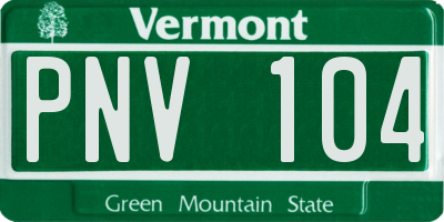 VT license plate PNV104