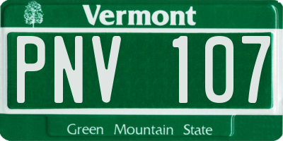 VT license plate PNV107