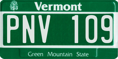 VT license plate PNV109