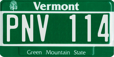 VT license plate PNV114