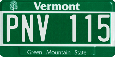 VT license plate PNV115