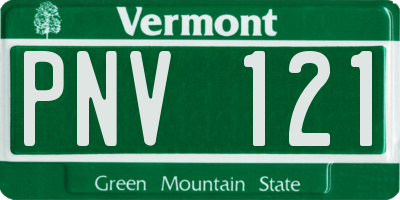 VT license plate PNV121
