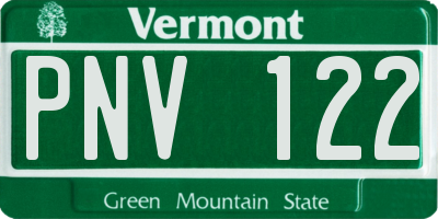VT license plate PNV122