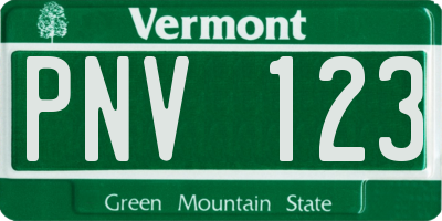 VT license plate PNV123