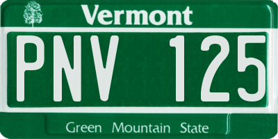 VT license plate PNV125