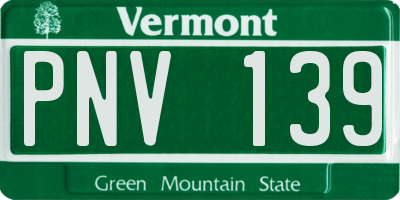 VT license plate PNV139