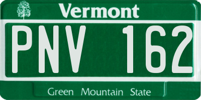 VT license plate PNV162