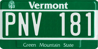 VT license plate PNV181