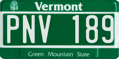 VT license plate PNV189