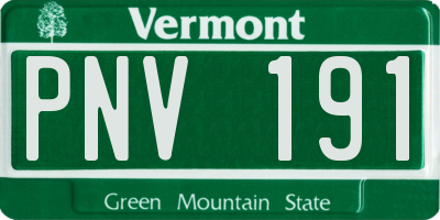 VT license plate PNV191
