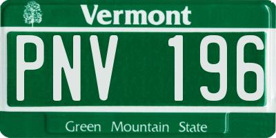 VT license plate PNV196