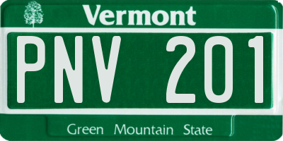 VT license plate PNV201