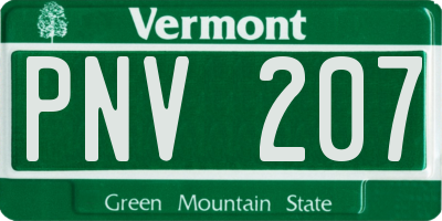 VT license plate PNV207