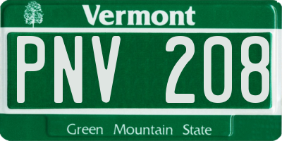 VT license plate PNV208