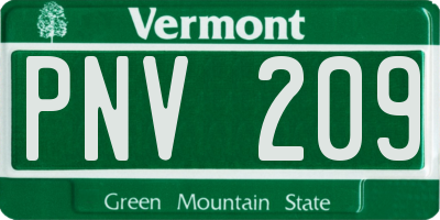 VT license plate PNV209