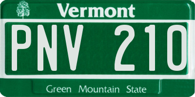 VT license plate PNV210