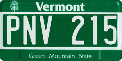 VT license plate PNV215