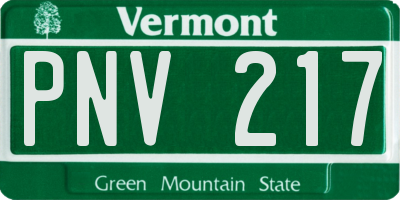 VT license plate PNV217