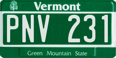 VT license plate PNV231