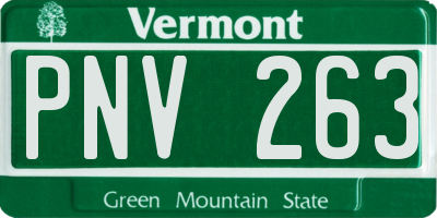 VT license plate PNV263
