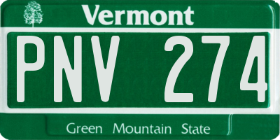 VT license plate PNV274