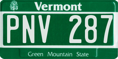 VT license plate PNV287