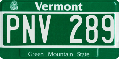 VT license plate PNV289