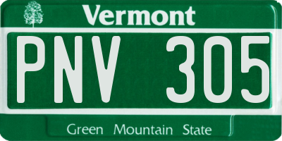 VT license plate PNV305