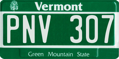 VT license plate PNV307