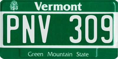 VT license plate PNV309