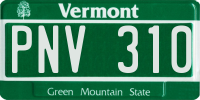 VT license plate PNV310