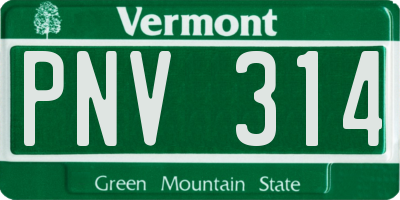 VT license plate PNV314