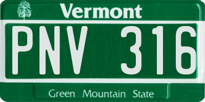 VT license plate PNV316