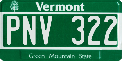 VT license plate PNV322