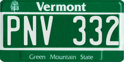 VT license plate PNV332