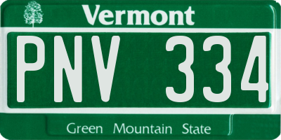 VT license plate PNV334