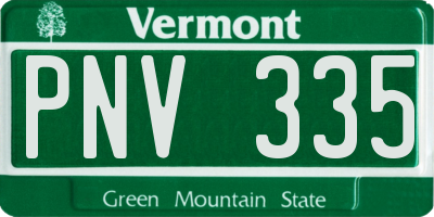 VT license plate PNV335