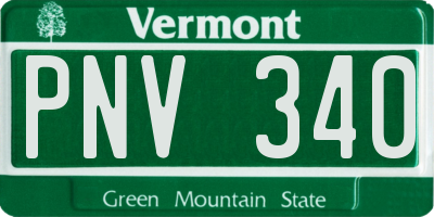 VT license plate PNV340