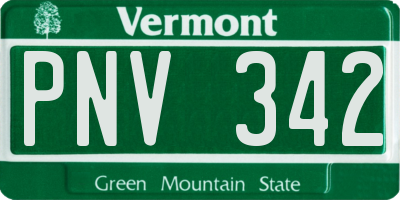 VT license plate PNV342