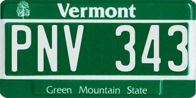 VT license plate PNV343