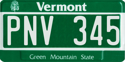VT license plate PNV345