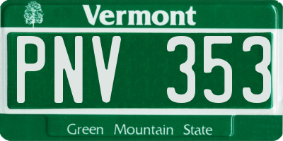 VT license plate PNV353