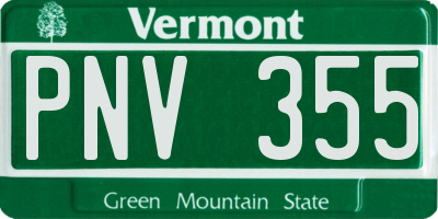 VT license plate PNV355