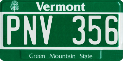 VT license plate PNV356