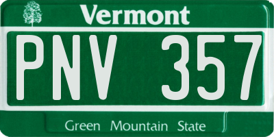 VT license plate PNV357
