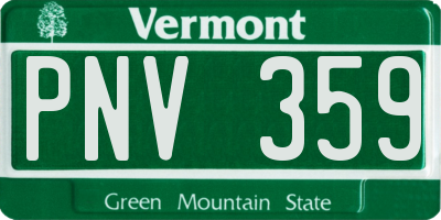 VT license plate PNV359