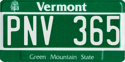 VT license plate PNV365