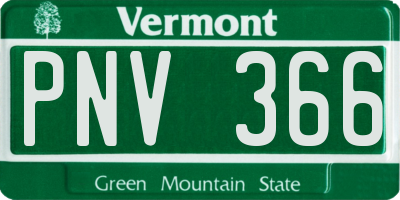 VT license plate PNV366