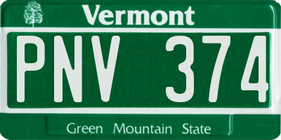 VT license plate PNV374