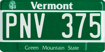 VT license plate PNV375